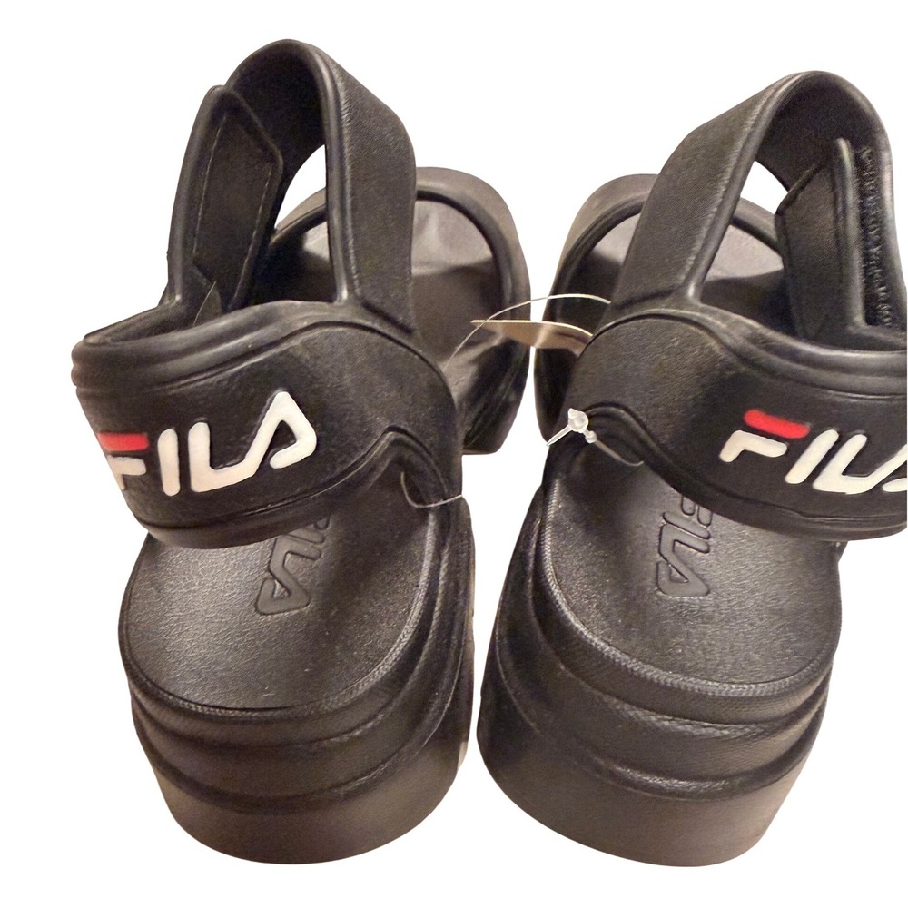 Fila Women Platform Slingback Sandals‎ Size 7 Black Chunky Lug Y2K